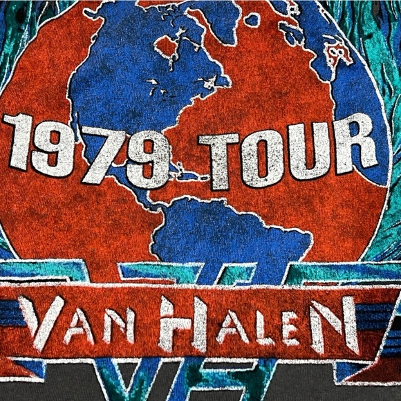 Van Halen 1979 Tour Rock n' Roll Retro Music Crewneck Womens Tshirt - Picture 5 of 8